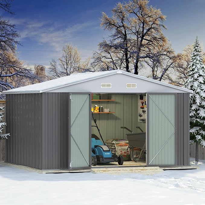 Greesum 10×8FT Outdoor Storage Shed, Metal Patio Storaged Sheds - Image 6