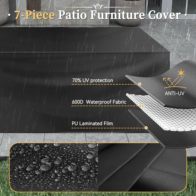 Aoxun 10 Piece Patio Furniture Set Wicker Rattan Patio Conversation Set Outdoor - Image 8