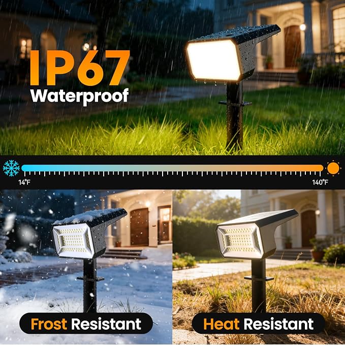 Fabrito Solar Spot Lights Outdoor 10 Pack, Auto On/Off Spotlights, IP67 - Image 4