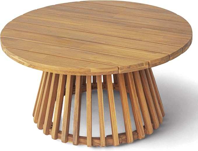 Merax Patio Outdoor Acacia Wood Round Coffee Table - Image 4