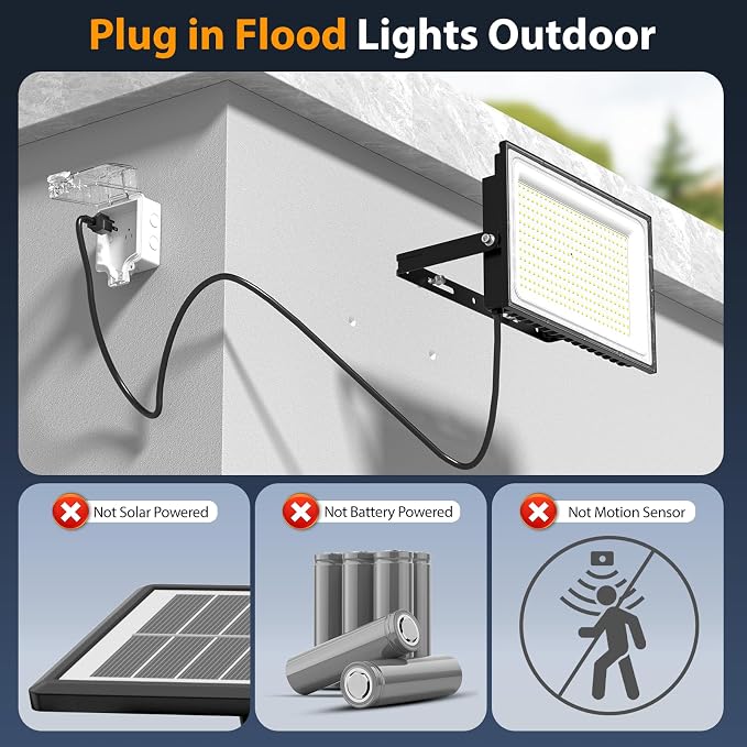 Onforu 300W Flood Lights Outdoor, 30000lm Bright LED Work Light - Image 2