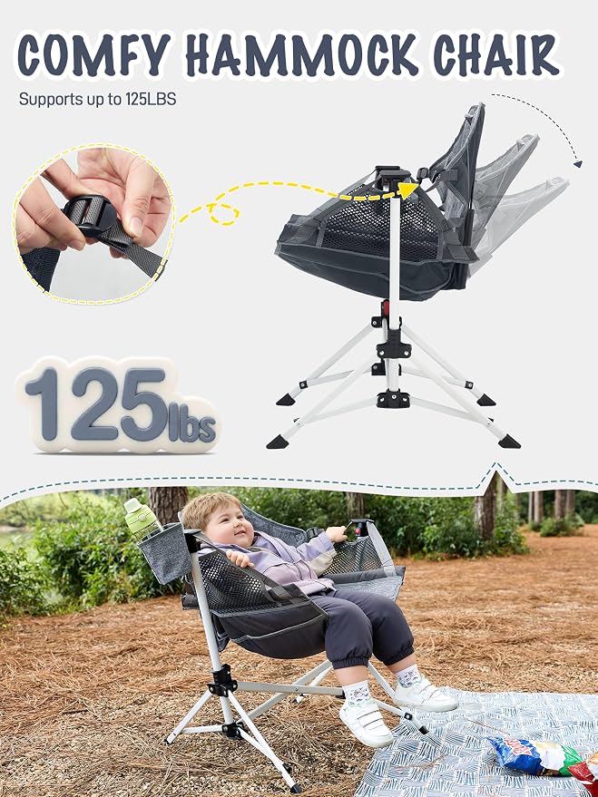 EVER ADVANCED Kids Hammock Chair Foldable, Kids Camping Chair - Image 4