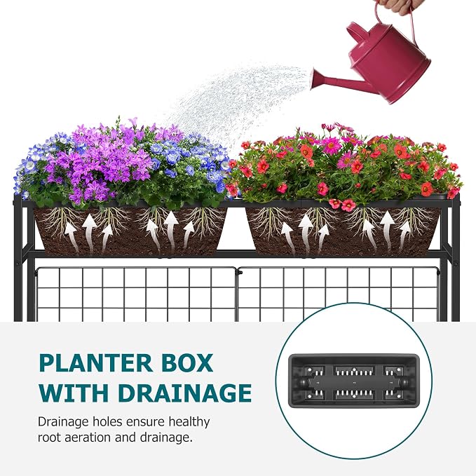 OYEAL Raised Garden Bed with Legs & Trellis, Vegetables - Image 3