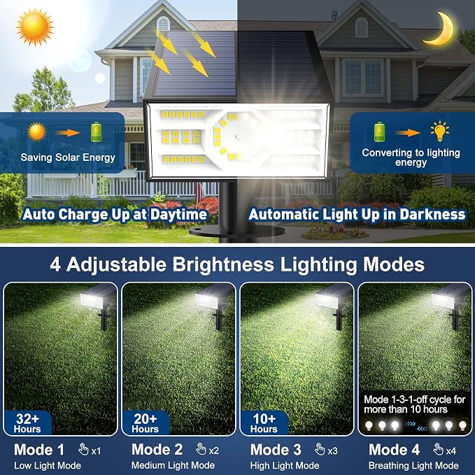 Solar Spot Lights Outdoor, 2 Pack Outdoor Solar Lights - Image 4
