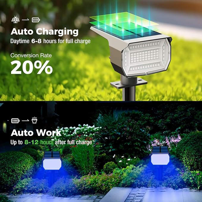 nipify 4 Pack Solar Spot Lights Outdoor, Solar Powered Waterproof Spotlight - Image 2