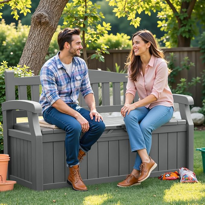Flamaker 80 Gallon Storage Bench Outdoor Indoor, Durable All-Weather Seating - Image 6