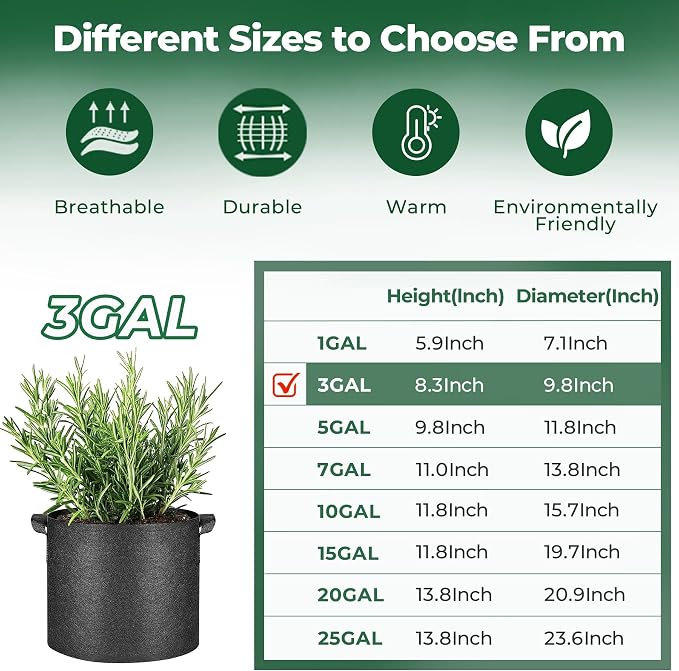 T4U 3 Gallon Grow Bags, Upgrade Grow Bags - Image 5