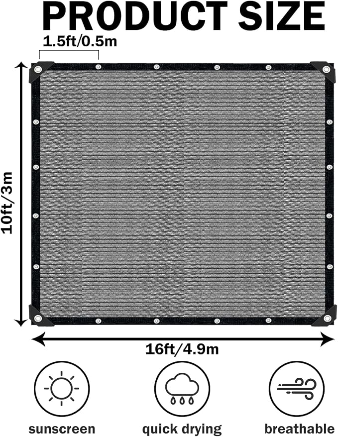Grey Sun Shade Cloth, Pergola Shade Cover - Image 2