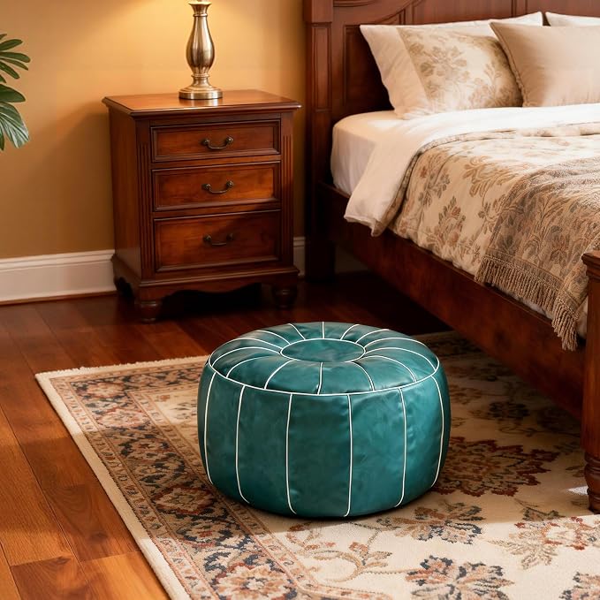 Thgonwid Unstuffed Moroccan Storage Pouf Foot Stool Ottoman Seat Handmade Faux - Image 2