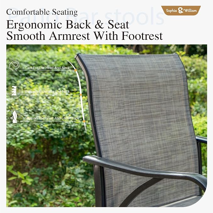 Sophia & William Outdoor Bar Set, Patio Bar Table and Chairs Set, Bar Height - Image 7