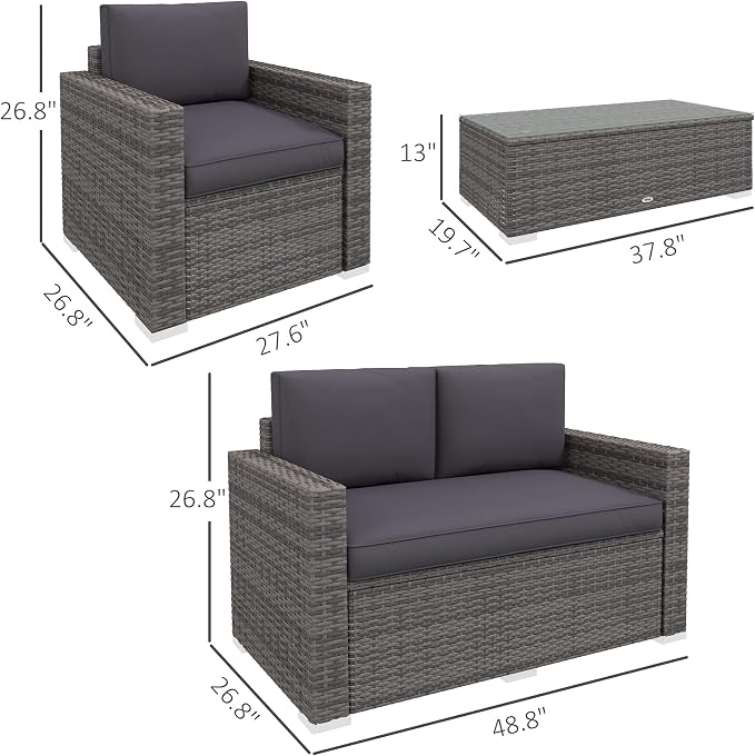 Outsunny 4 Piece Wicker Patio Furniture Set - Image 6