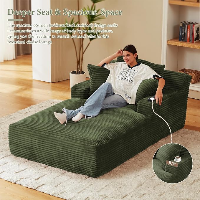 78.7" Chaise Lounge Chair Indoor, Oversized Boneless Couch Comfy Upholstered - Image 5