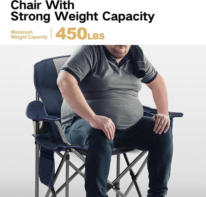 ALPHA CAMP Heavy Duty Camping Chair 500LBS Capacity, Oversized Folding Chair - Image 4