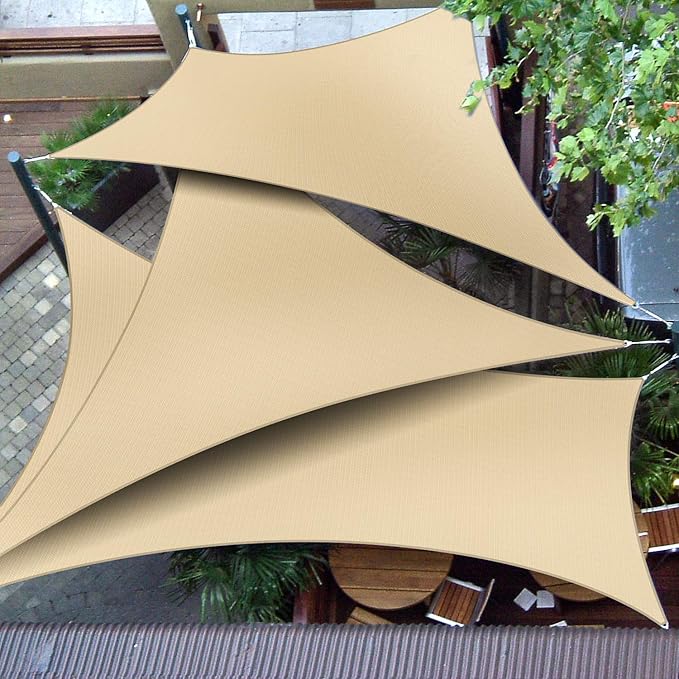 Patio Paradise 9' x 9' x 9' Sun Shade Sail Triangle Canopy Shade Cloth Fabric - Image 5