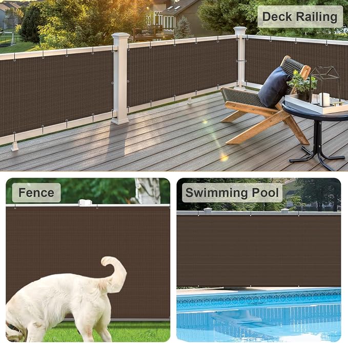 LOVE STORY 3.3'x19.7' Brown Balcony Screen Privacy Fence Cover UV Protection - Image 4