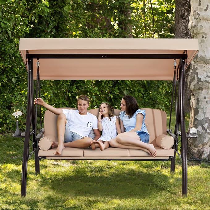 HOMREST 3 Person Outdoor Porch Swing - Image 7