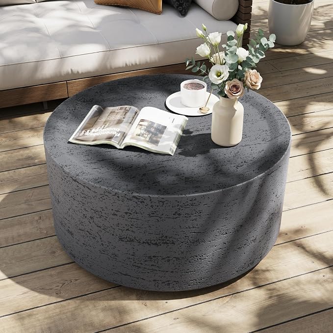 UPHA Outdoor Round Coffee Table, Small Modern Minimalist Accent Tables - Image 5