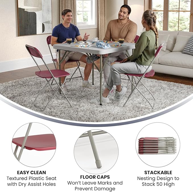 Hercules Series Plastic Folding Chair Red - Image 5