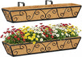 Y&M 30 Inch Window Deck with Coco Liner, Fence Metal Hanging Flower Planter by YM