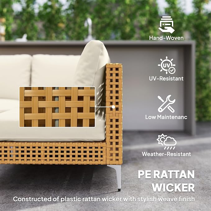 Outsunny 7 Piece Wicker Patio Furniture Set, Modular Outdoor Sectional - Image 5