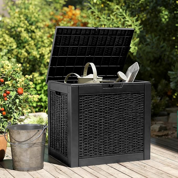NEWBULIG 31 Gallon Deck Box, Weatherproof Resin Lockable Outdoor Storage - Image 2