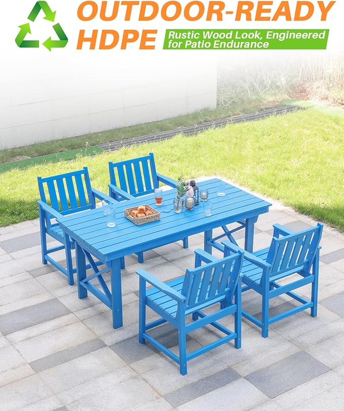 HDPE Patio Dining Set, 5-Piece Outdoor Table and Chairs - Image 8