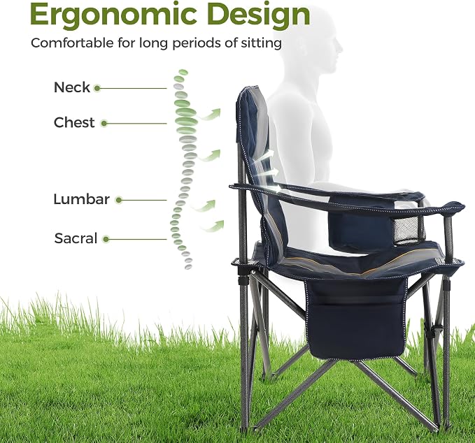 ALPHA CAMP Heavy Duty Camping Chair 500LBS Capacity, Oversized Folding Chair - Image 9