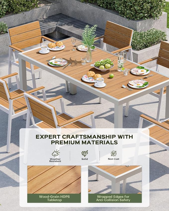 Outdoor Dining Chairs Set of 2, HDPS + Aluminum Patio Dining Chairs - Image 2