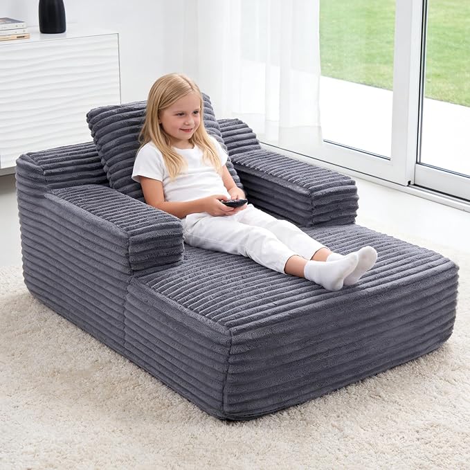 wanan 45.7" Chaise Lounge Chair Indoor, Corduroy Boneless Cloud Lounge Chair by Wanan