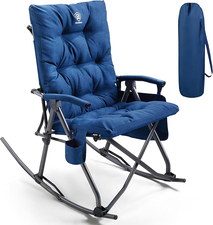 EVER ADVANCED Oversized Folding Rocking Camping Chair, Padded Portable Rocker by EVERADVANCED