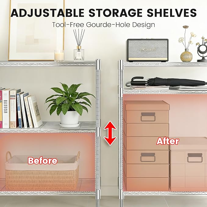 Xcity Storage Shelves, 3 Tier Heavy Duty Metal Shelving Unit, 1200 LBS Capacity - Image 4