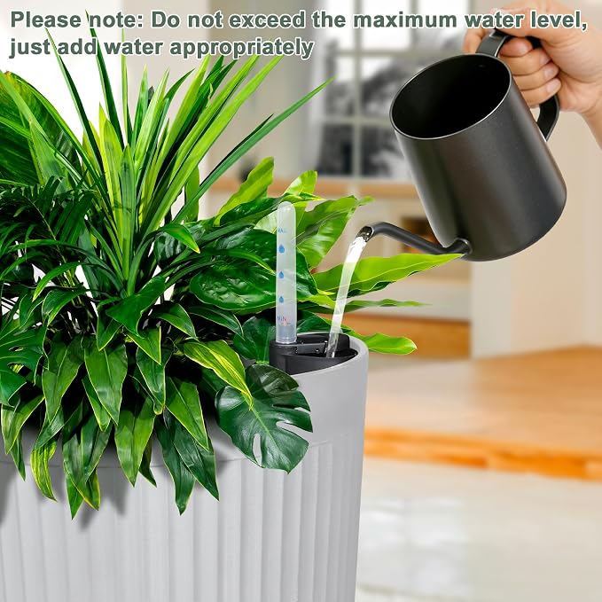 24” Tall Outdoor Planters Set of 2, Self Watering Flower Pots White Planters - Image 2