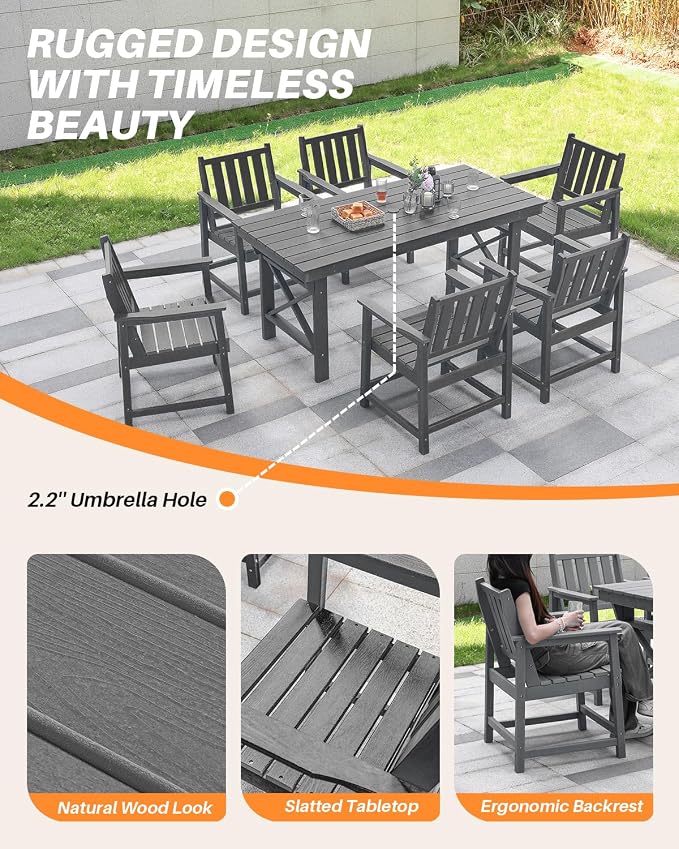 HDPE Patio Dining Set, 5-Piece Outdoor Table and Chairs - Image 7