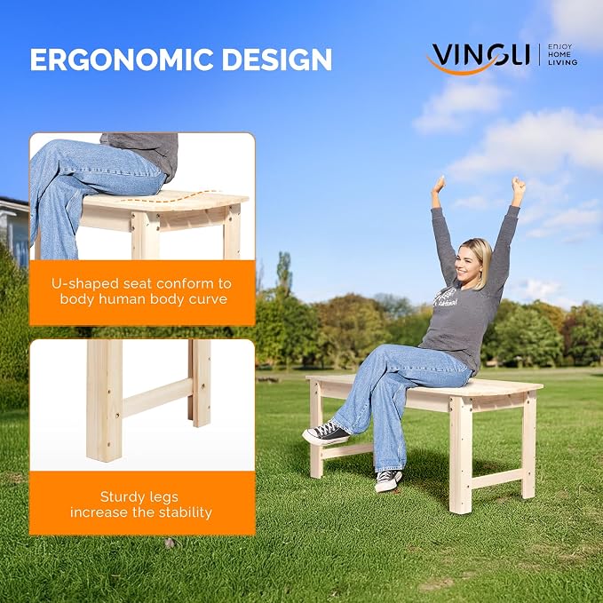 VINGLI Outdoor Wood Bench - Image 4