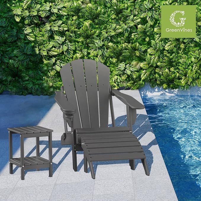 GREENVINES Adirondack-Outdoor-Side-Table | Set of 2 | 14 x 13 Inches | HDPE - Image 2