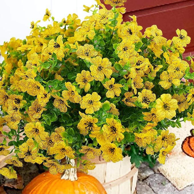 Artificial Flowers for Outdoor, UV Resistant Fake Silk Flowers, Realistic Faux by Welcometothetrytuny