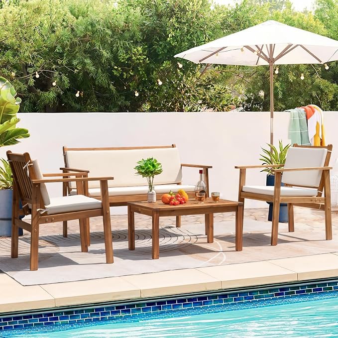 Greesum Outdoor Patio Furniture, 4 Piece Bistro Sofa Set - Image 3