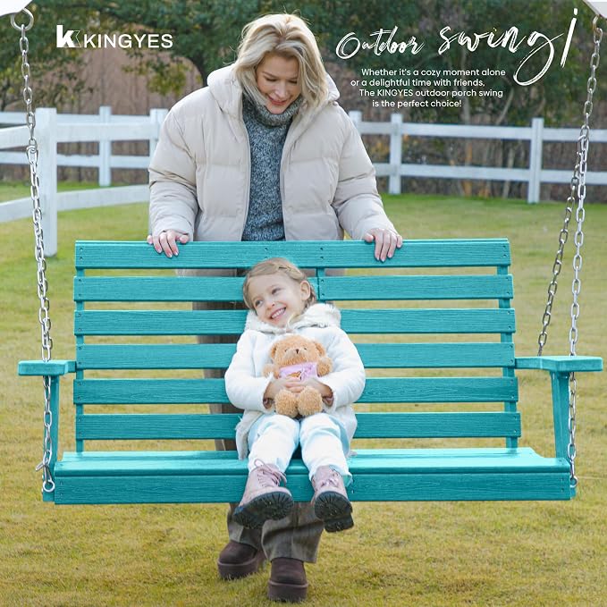 KINGYES Outdoor Hanging Patio Swing Set of 4, 2 Seat Swing Chair - Image 6