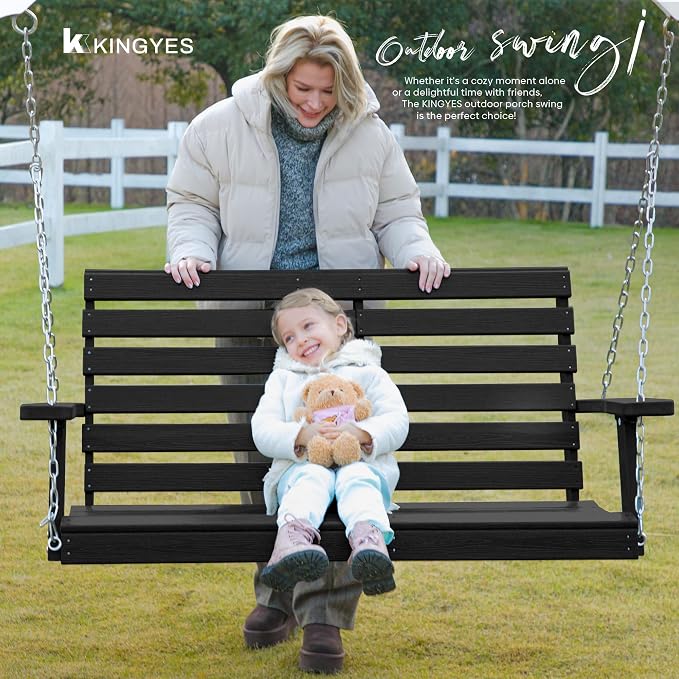 KINGYES Outdoor Hanging Patio Swing Chair, 2 Seat Swing - Image 3