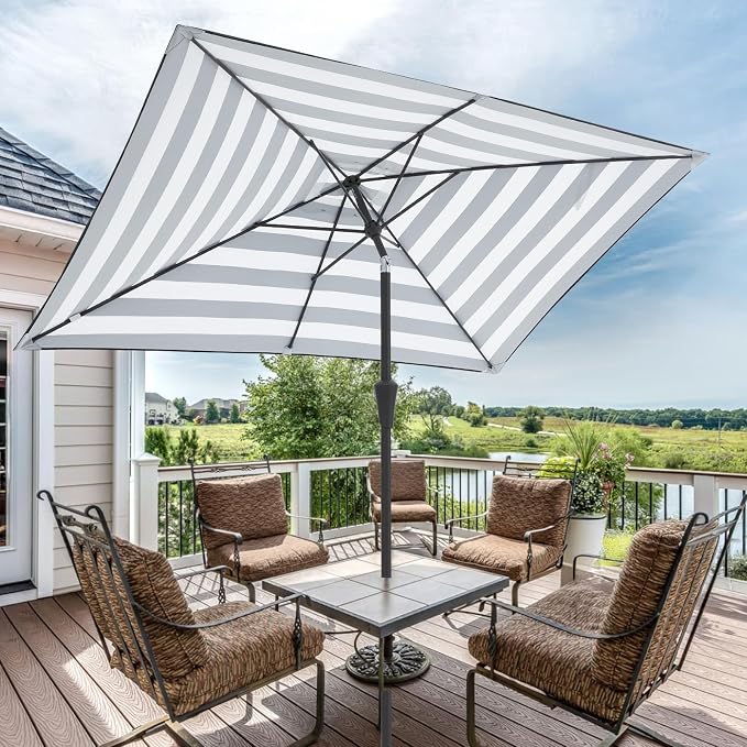 JEAREY 6.5x10 ft Rectangular Patio Umbrellas Rectangle Outdoor Umbrella - Image 6