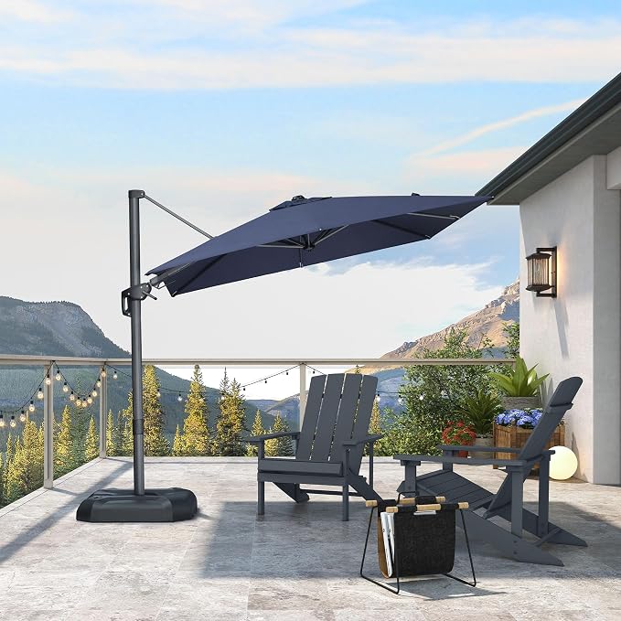 PURPLE LEAF 8' X 8' Left-right Tilting Patio Umbrella Outdoor Cantilever Swivel - Image 2