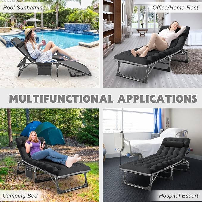 ABORON 2PK Oversized Chaise Lounge Chair, 5 Positions Padded Outdoor Tanning - Image 6