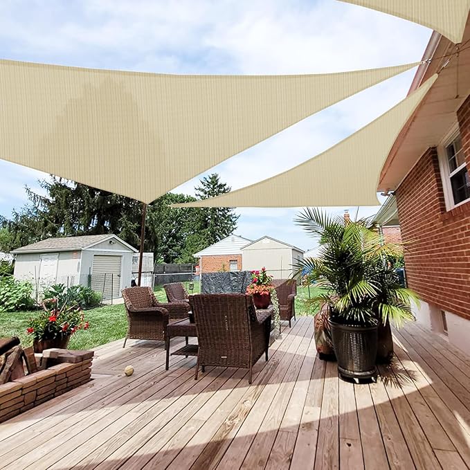 Patio Paradise 8' x 8' x 7'11" Sun Shade Sail Triangle Canopy, Permeable Shade by Patio