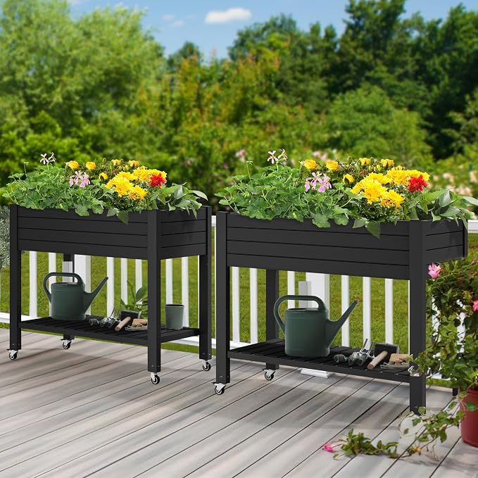 YITAHOME 43.3x17.7x34 in Elevated Garden Bed 2pcs, Outdoor Plastic Planter Box - Image 2
