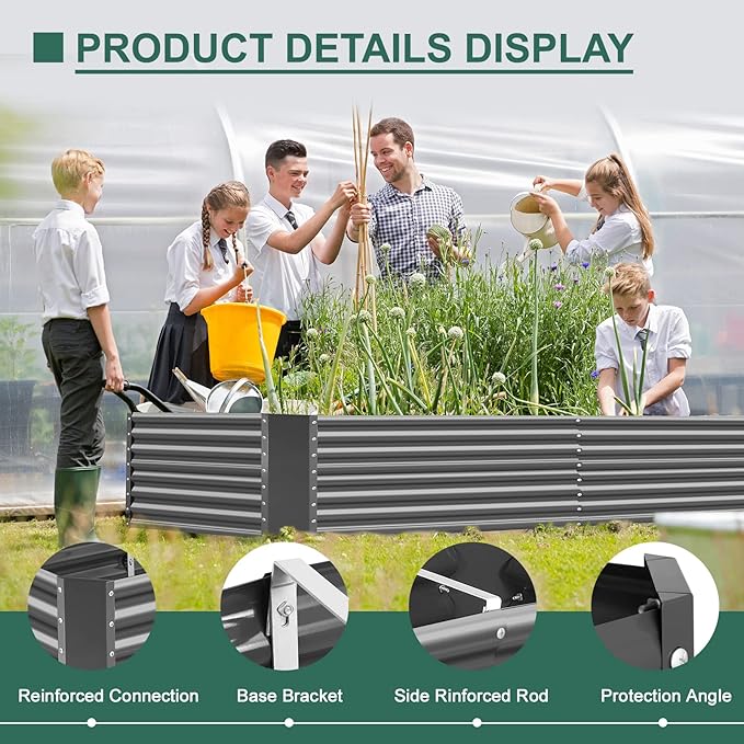 Land Guard 6×3×2 ft Galvanized Raised Garden Bed Kit, Galvanized Planter Raised - Image 6