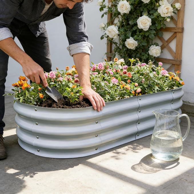Gardmax 2 Pack Galvanized Raised Garden Bed, Lightweight Planter Boxes Outdoor - Image 9