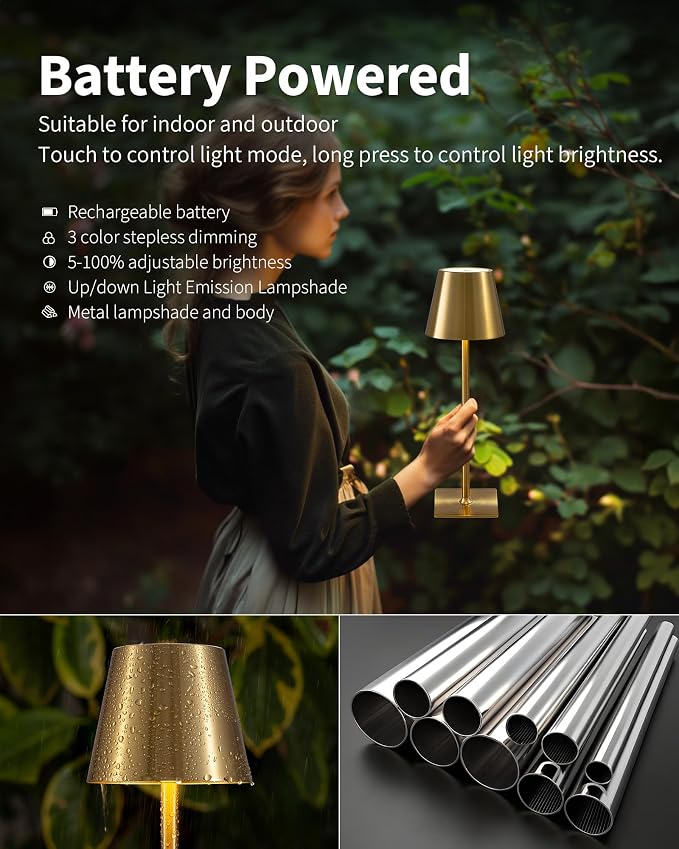 KDG 2 Pack Cordless Table Lamp, Portable LED Desk Lamp, 4000mAh Battery Operated - Image 4