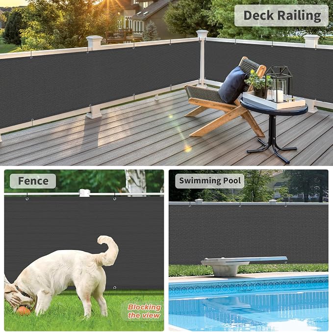 LOVE STORY 3'x10' Dark Grey Balcony Privacy Screen Fence Cover UV Protection - Image 5