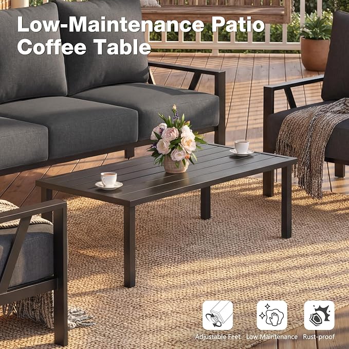 Outdoor Patio Furniture Set, 4 Pieces Metal Patio Furniture Set - Image 5