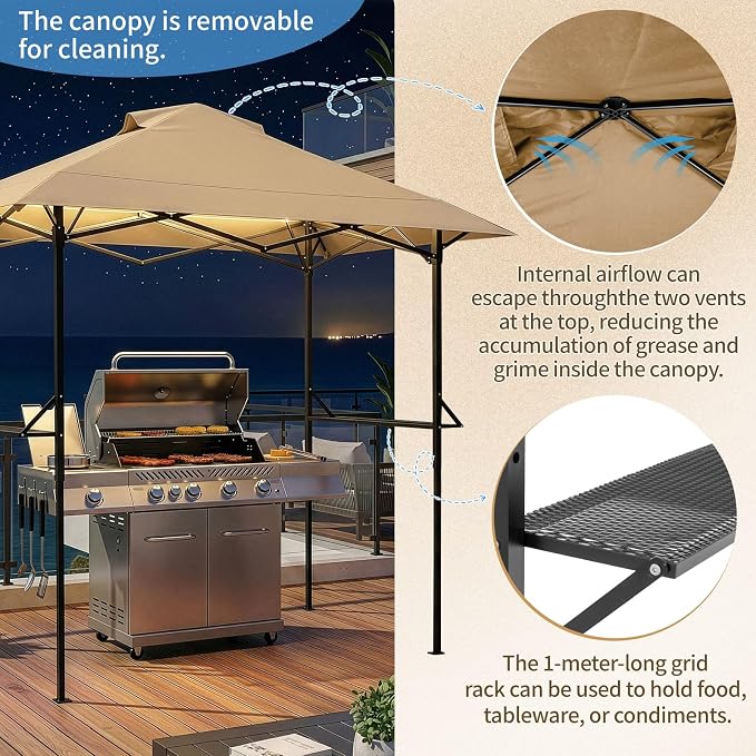 VINGLI 8x5 Pop Up Grill Gazebo BBQ Gazebo - Image 5